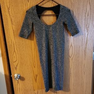 Tees by Tina Gray Black Bodycon Dress Scoop Neck Short Sleeve One Size NWOT